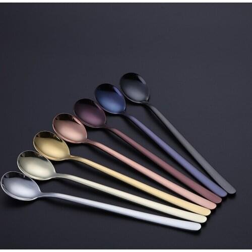 Dessert Spoon Mini Spoon Stainless Steel Scoop Long Handle Ladles Mixing Spoons Vintage Kitchen Accessories 6pcs 19.5cm/7.68inch