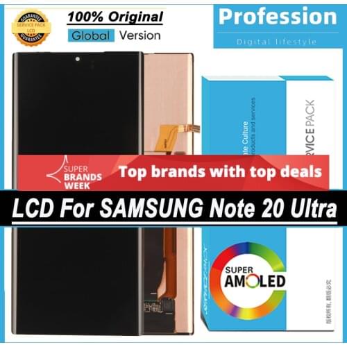 100% Original 6.9'' Display + frame for Samsung Galaxy Note 20 Ultra 5G N986F N986B LCD Touch Screen Repair Parts + Service Pack
