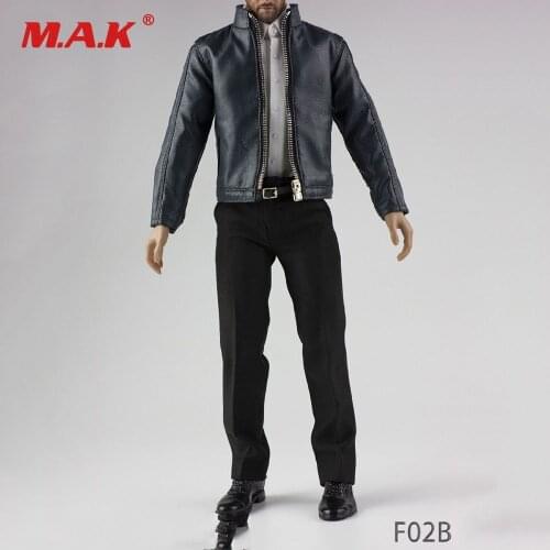 F02A/B 1/6 Male Clothes Black/Dark Green Leather Jacket Set&Shoes Motorcycle Coat Clothing Suit for 12'' Man Action Figure Body