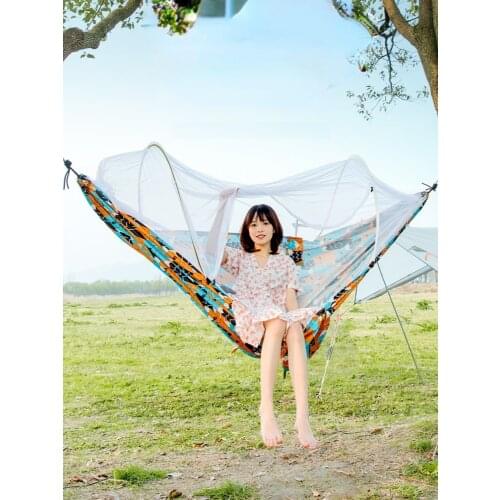 GY Hammock Outdoor Swing Anti-Flip with Mosquito Net Home Indoor Single Double Glider Dormitory Bedroom Student