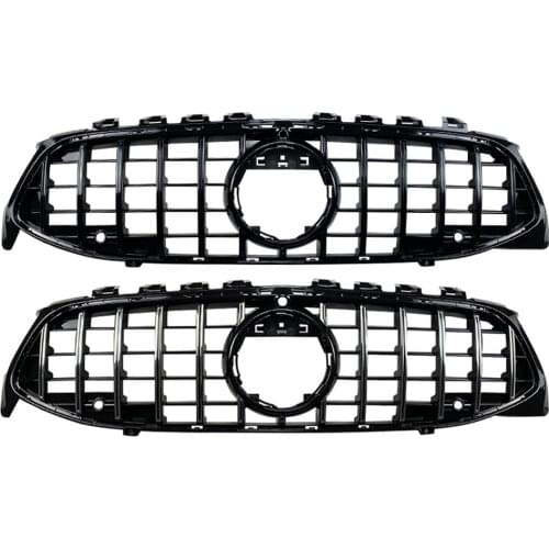 GT R Black Front Upper Grille For Mercedes Benz CLA C118 CLA180 CLA200 2020 2021 Mesh Racing Grill Car Accessories ABS Plastic