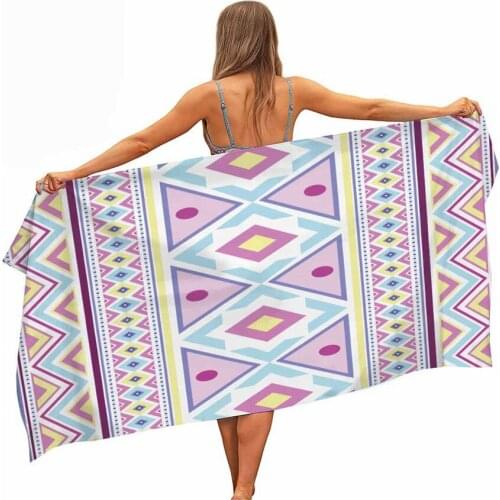 HELENGILI Geometric Microfiber Pool Beach Towel Portable Quick Fast Dry Sand Outdoor Travel Swim Blanket Thin Yoga Mat