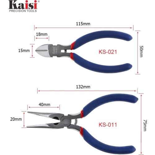 Kaisi KS-011 / KS-021 Chrome Vanadium Steel Long Nose Diagonal Cutting Plier Cable Wire Cutter Electronical Hand Tools