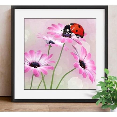 Full Square Diamond Mosaic Flower And Ladybug 5D DIY Diamond Painting Embroidery Rhinestones Decor Home Art Crafts