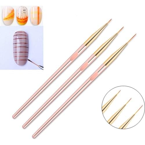 1/3pcs Rose Gold Line Painting Brushes Nail Art Brush Nail Accesoires Draw Liner Flowers French Design Manicure Tools Home Use