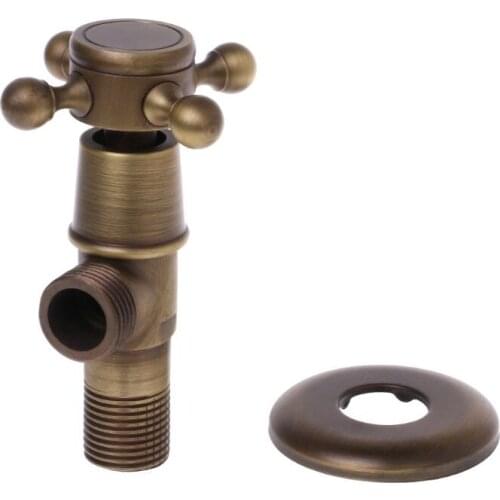 New Antique Brass Valve 1/2" Male Thread Water Control Valves Bathroom Angle Stop Valve Kitchen Faucet Accessories