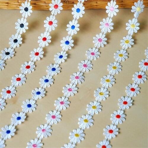 6Colors 40Yards/ lot 2.5cm Daisy Flower Venice Lace Applique Sewing Trims Doll LC0044