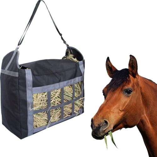 Horse Hay Bag Slow Feeding Tote Front Divider Feeder Hay Net Farm Supplies Large Capacity Large Size Poultry Food Bags Traval