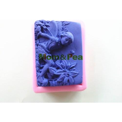 Mom&Pea 0457 Free Shipping Girl & Flower Shaped Silicone Mold Cake Decoration Fondant Cake 3D Mold Soap Mold