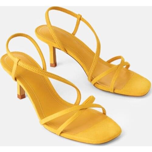 MaxMuxun Women Low Kitten Heels Square Toe Narrow Band High Heel Sandals Court Shoes Heel Slipper