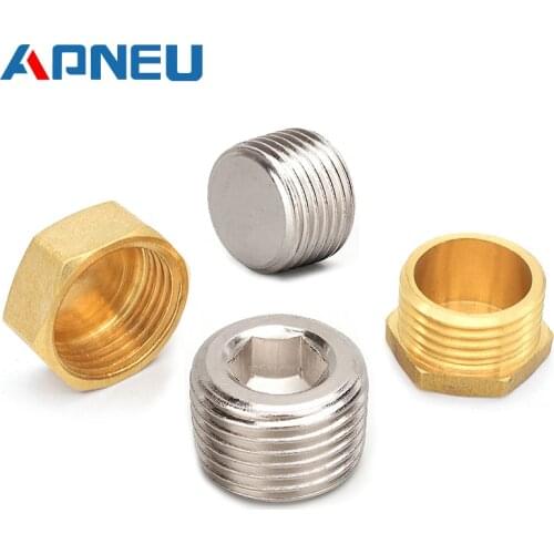 Copper 1/8" 1/4" 3/8" 1/2" 3/4" Male Thread Brass Pipe Hex Head End Cap Plug Fitting Coupler Connector Adapter