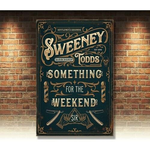 Sweeny Todds Barbershop Something for Weekend Sir Medium Metal/Steel Wall Sign