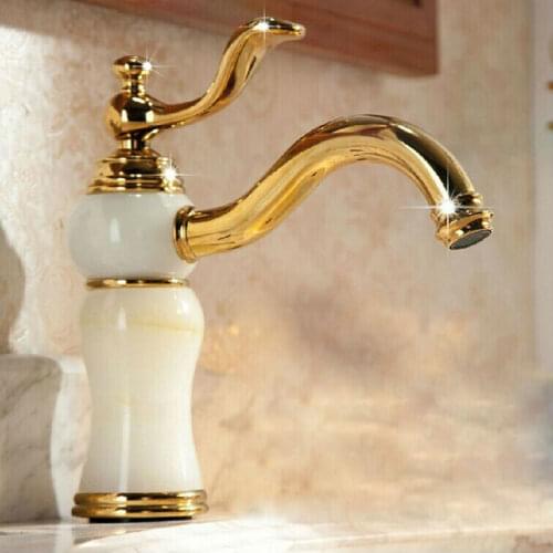 Marble faucet basin hot and cold basin jade taps full copper Golden lavatory faucet marble stone gold basin faucet M1016