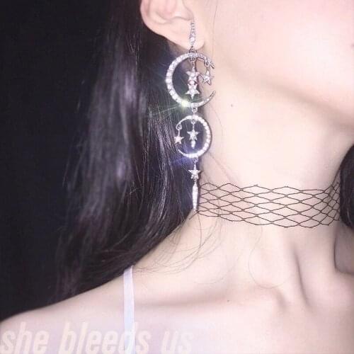 MWSONYA 2020 Fashion Shiny Moon Earrings for Women Full Rhinestone Dangle Earrings for Women Elegant Ear Party Student Earrings