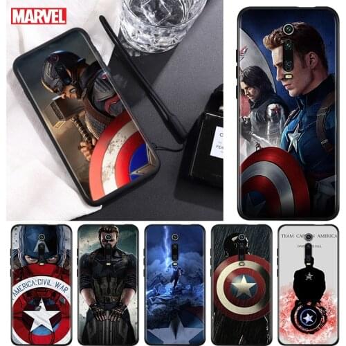 Marvel Captain America For Xiaomi Redmi 9T 9I 9AT 9A 9C 9 8A 8 7A 7 6A 6 5A 5 4X PRO Prime Plus Black Soft Phone Case