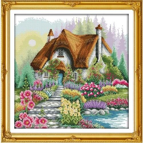 Joy Sunday factory direct sale DIY cross stitch landscape pattern embroidery kit flowers home printing cross stitch decoration