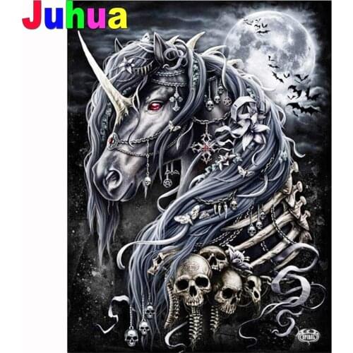 Novel diamond painting Night Skull Unicorn,diamond mosaic Horse,Cross stitch sets, rhinestone embroidery art diamond Animal