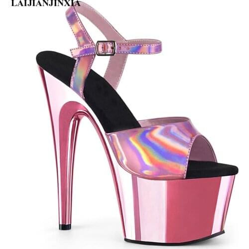 LAIJIANJINXIA New Sexy 17 CM High-Heeled Sandals Nightclub Dance Shoes Pole Dancing Shoes Model High Heels Womens Shoes