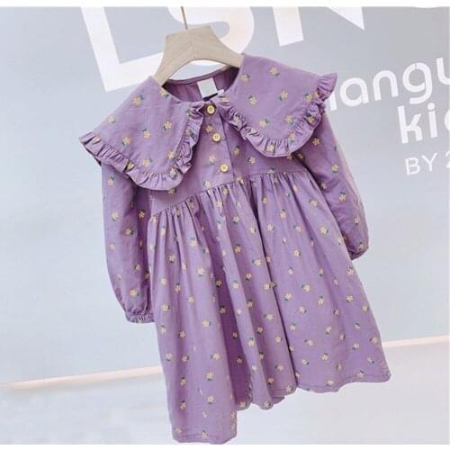 Hollead Girls Dresses Japanese Korean Doll Collar Printing Dress Baby Girls Sweet Birthday Party Clothing Spring Summer New 2021