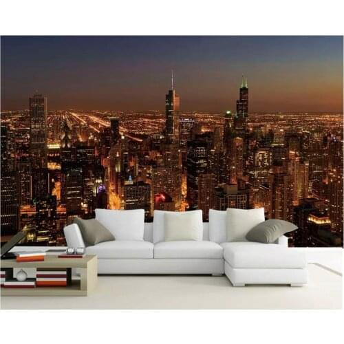Custom photo mural 3d wallpaper HD city night mural background wall high-rise building decor living room wallpaper for walls 3 d