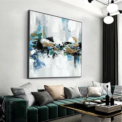 Professional Artist Hand Painted High Quality Abstract Blue Oil Painting on Canvas Modern Minimalist Decorative for Living Room
