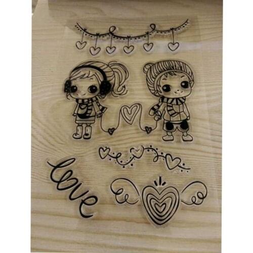 Transparent Clear Stamps Boy Girl Love for Scrapbooking DIY Silicone Seal Photo Album Decor Embossing Folder Template Sheets