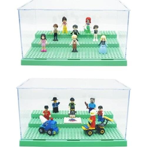 3 Steps Blocks Box Transparent Plate Display Case Acrylic Box Dustproof Display Case for Blocks Plastic Display Box