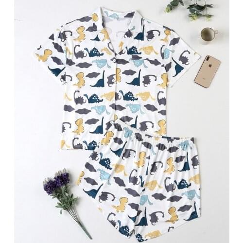 XL,2XL,3XL,4XLPlus size home service suit pajamas ladies cardigan summer shorts home service