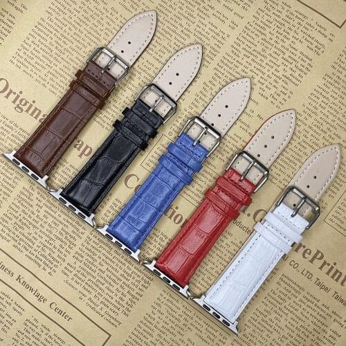 Genuine Leather Watch Band for Apple Watch 6 5 4 3 2 1 series 38mm 40mm 42mm 44mm Women/Men Bracelet iWatch Watch Strap