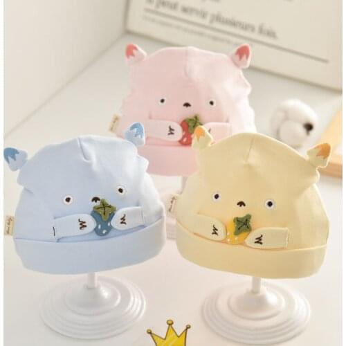 Spring Autumn Newborn Beanie Cartoon Pattern Infant Hats Soft Cotton Elastic Girls Boys Baby Caps 0-6Month