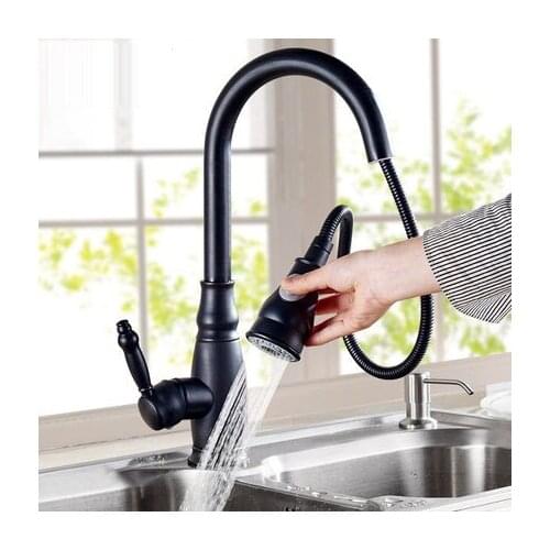 Kitchen Sink Faucet Swivel Romovable Faucet Black Panited Pull Out Water Saver Mixer Tap Modern Faucets Torneira Parede
