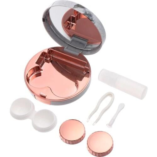 Unisex Cute Marble Stripe Contact Lens Case Travel Glasses Lenses Box Eyes Care Kit Holder Portable Lens Soaking Storage