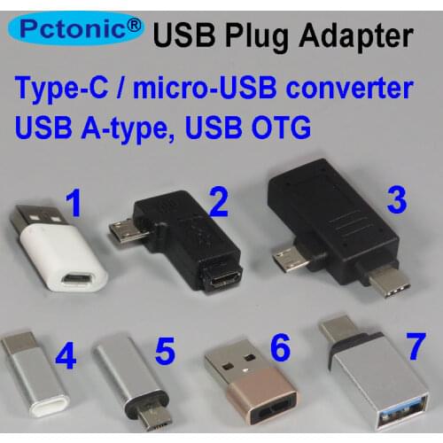 PCTONIC Type-C USB OTG adapter to micro-USB 90 angel bending type-A female to male converter USB cable for flash Drive huawei