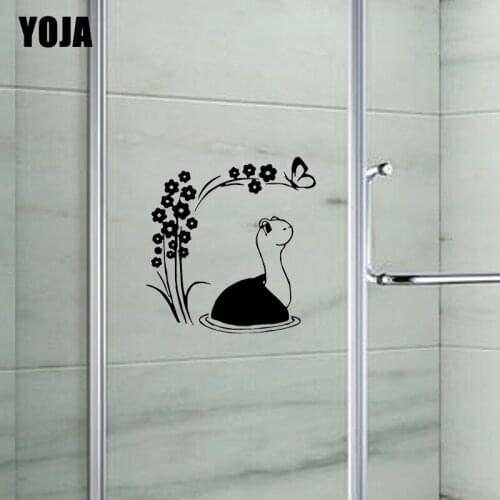YOJA 26x25CM Funny Little Turtle Bathroom Shower Decal Home Bedroom Kitchen Wall Sticker G2-0393