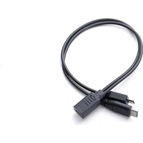 Type-C to Type-C&Micro 5P Female to 2 Male Y Splitter Charging Extension Cable
