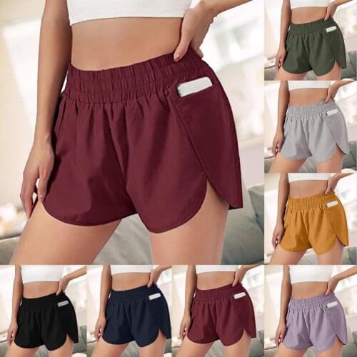 Women 2 In 1 Running Shorts Elastic Waist Pocket Tight Yoga Short Woman Sports Shorts Pink Gym Fitness Shorts Sportswear