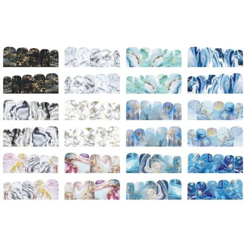 12patterns/sheet Marble Design Nail Water Decals Colorful Stone Pattern Transfer Slider Nail Art Sticker Manicure Nail Wraps