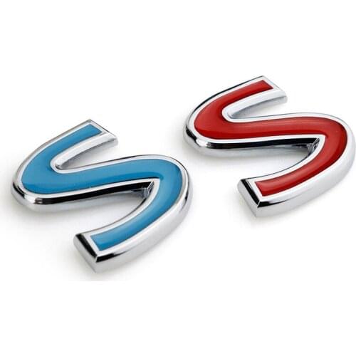 1X New Letter S Blue Red Car Auto 3D Metal Emblem Trunk Sticker Badge for Infiniti Q50 Q50L G37 G25 QX70 FX35 FX37 Car-Styling