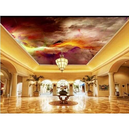 Europe style ceiling 3D stereoscopic TV background wallpaper the living room bedroom clouds sky 3d photo wallpaper ceiling