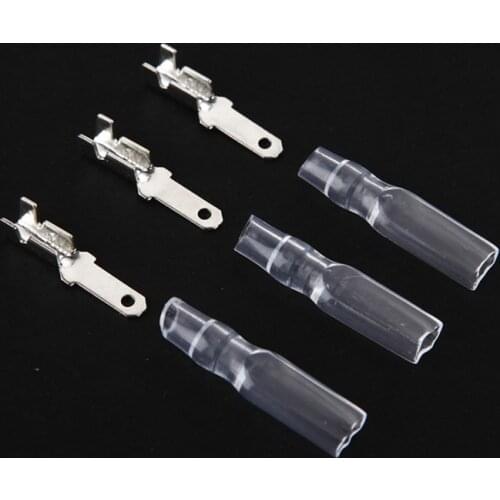 50sets 2.8 mm with transparent sheath inserted spring 2.8mm male connector terminal Faston with insulator for wire