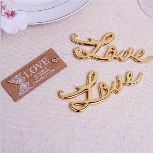 50pcs Metal Lovely Love Letter Bottle Opener Wedding Favors And Gifts Baby Shower Party Supplies Mariage Back Gifts ZA1219