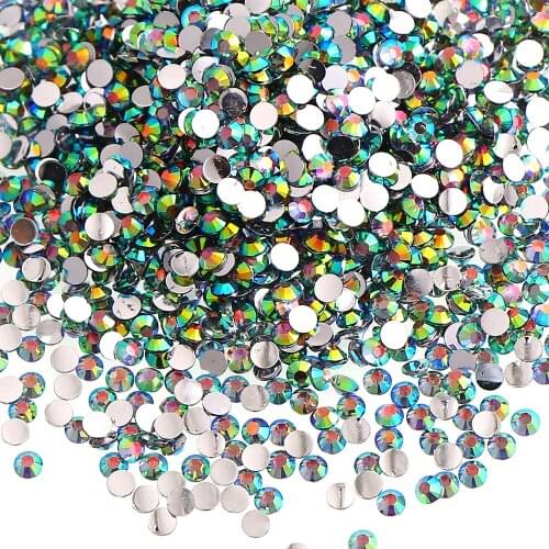 6mm Flatback Crystal Yellow Mixed Colors AB Resin Non Hotfix Plated Bottom Rhinestones Art For DIY Nail Decoration