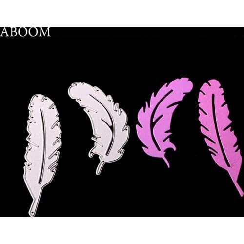 ABOOM New 2PCS/Lot Metal Animal Feather Cutting Dies Stencils DIY Embossing Scrapbooking Decorative Paper Card Die Cut Stencil