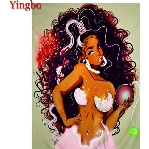 5D DIY Diamond Painting Embroidery Sticker African Black Ggirl Bomb Full Square Drill Handmade Cross Stitch Pattern wall art