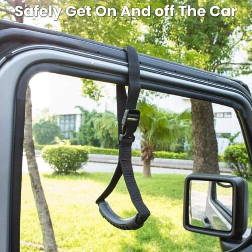Car Grab Handle Adjustable Standing Aid Safety Handle Vehicle Support Portable Nylon Grip Handle Car Assist Device Black