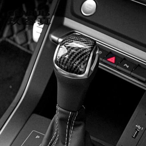 Car Styling Carbon fiber Style Gear Shift Handle Sleeve decoration Buttons Covers Stickers For Audi Q3 2019 Interior Accessories