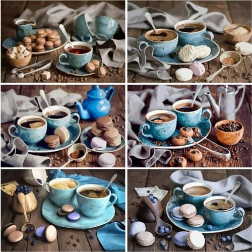 AZQSD Coffee Cake DIY Painting By Numbers Modern Home Wall Art Picture Kits Acrylic Handpainted Oil Painting For Gift 40x50CM