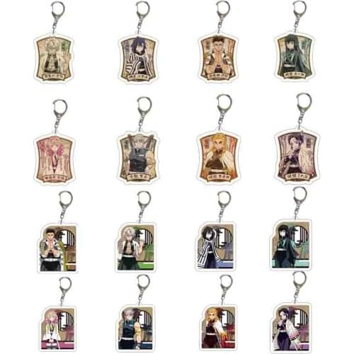 Demon Slayer Anime Keychain Acrylic Kimetsu no Yaiba Blade of Ghost Keychains Key Chain Keyring Jewelry Accessories Fans Gifts