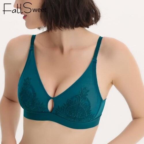Fallsweet Lace Bras for Women Sexy Lingerie Beauty Back Deep V Bralette Wire Free Thin Underwear Push Up Bra Female Brassiere