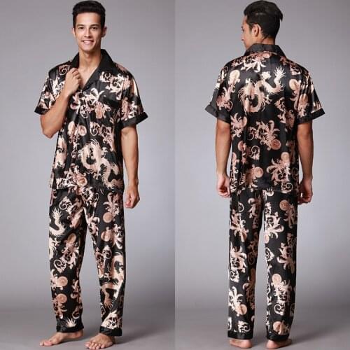 CINPOETRY Mens Silk Pajamas